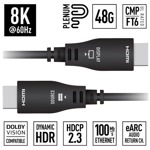 66FT (20M) 4K@60HZ/444/18G - PLENUM ACTIVE OPTICAL HDMI CABLE, CMP/FT6 UL RATED